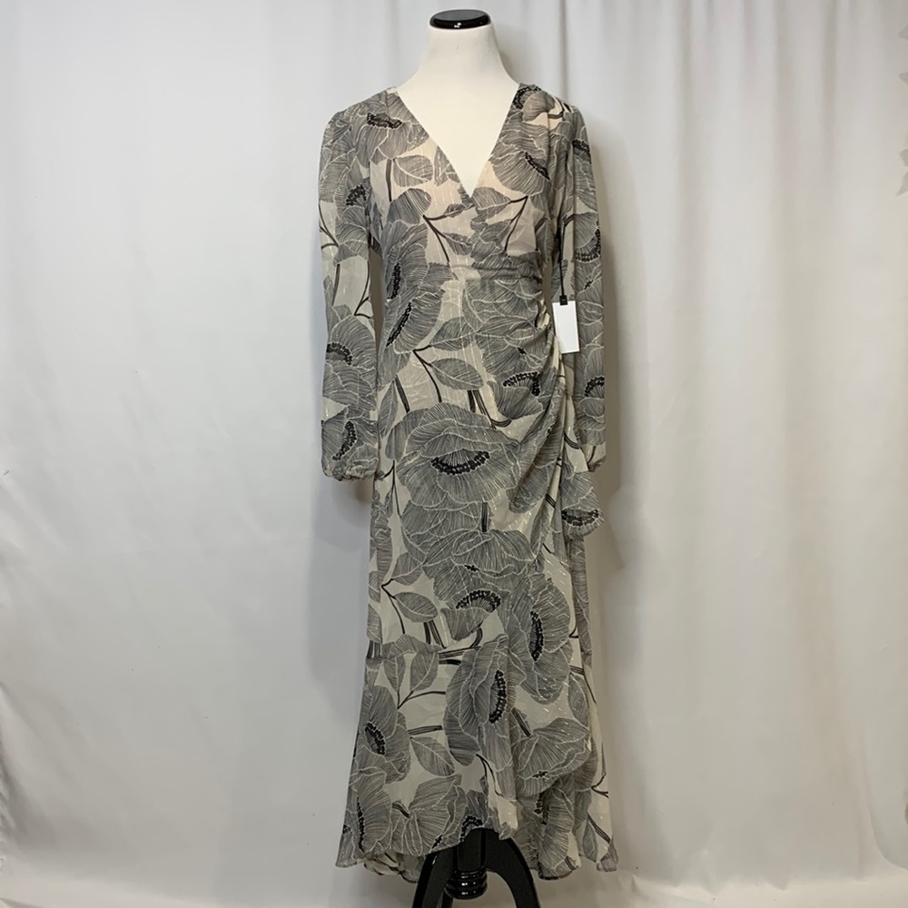 Astr The Label Long Sleeve Sheer Cinched Wrap Mermaid Dress